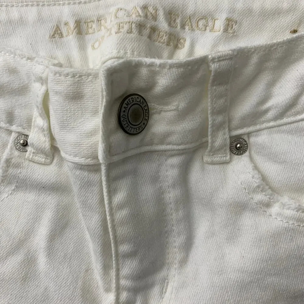 White Denim Jean Shorts American Eagle Stretch Size 0 - Picture 4 of 5
